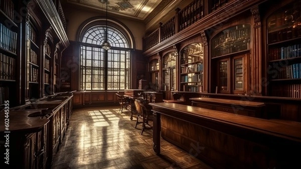 Fototapeta Library - A building or room containing collections. AI generated