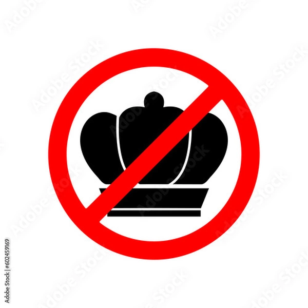 Fototapeta Forbidden crown flat sign design. No king vector sign. Prohibited prince vector icon on white background..eps