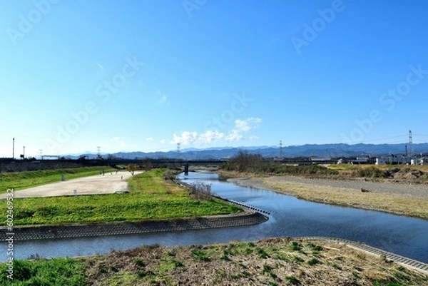Obraz 【埼玉県坂戸市】高麗川河川敷 高麗川橋方面