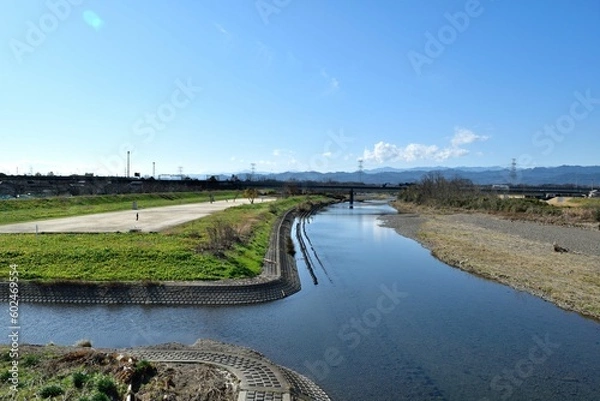 Obraz 【埼玉県坂戸市】高麗川河川敷 高麗川橋方面