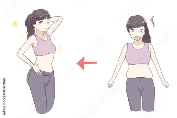 Obraz きれいなお姉さんのダイエットビフォーアフター