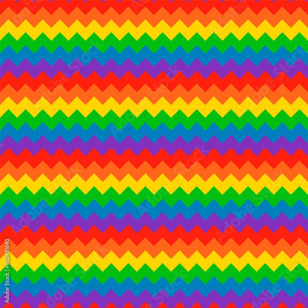Obraz Seamless Pattern Background BG Rainbow Zig Zag Pride Month. Multicolored LGBT LGBTQIA. Colorful Zigzag Shape. LGBT+ Geometric Wallpaper.