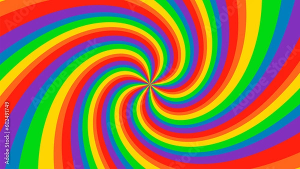 Fototapeta Background BG Abstract Rainbow Vortex. Multicolored LGBT Pride Month. LGBTQ+ Colorful Twisted. Energy Power LGBTQIA Movement Hypnosis.