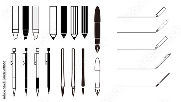 Fototapeta Paint and writing tools collection, vector art set