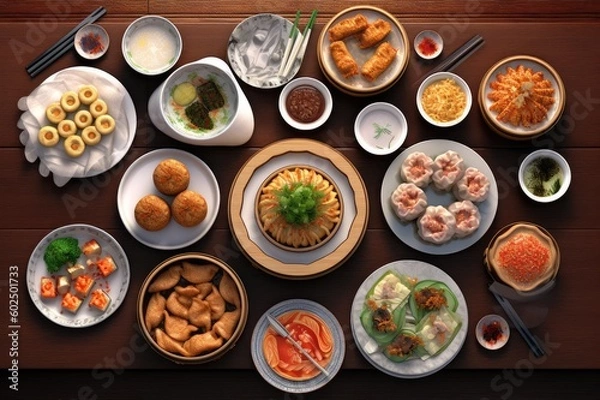 Fototapeta Chinese Dim Sum Meal Background Image