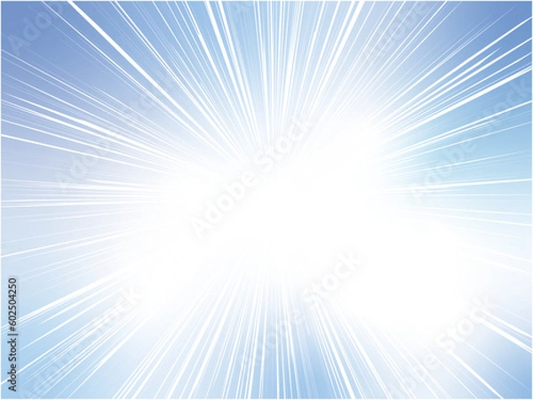 Obraz 綺麗で鮮烈な光を放つグラデーション集中線背景_ブルー