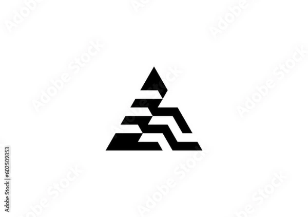 Fototapeta triangle logo letter L A with an illusion and motion data transfer