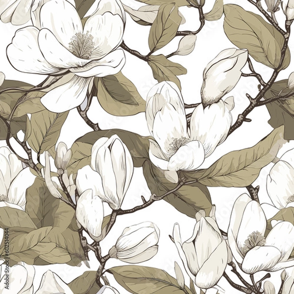 Obraz Blooming Elegance: Magnolia Blossom Pattern
