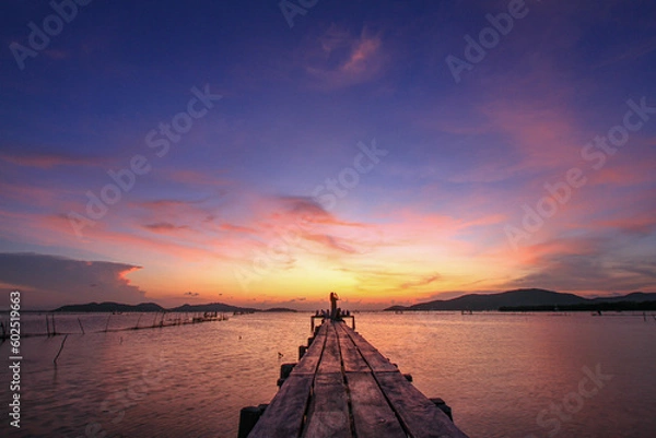 Fototapeta sunset over the pier