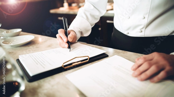 Obraz 書類をチェックするオーナー_Owner signing documents./generative AI