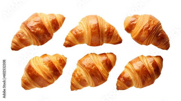 Fototapeta Multiple croissant on transparent background png Generative AI