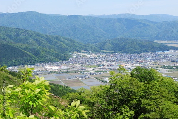 Fototapeta 賤ケ岳から見下ろす木之本駅周辺の風景