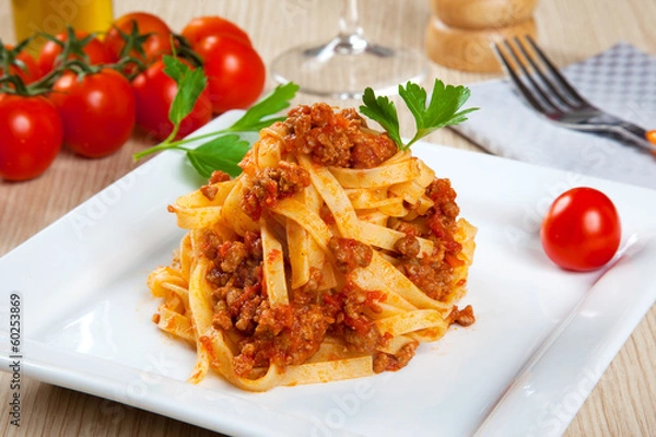 Obraz Noodels with meat sauce