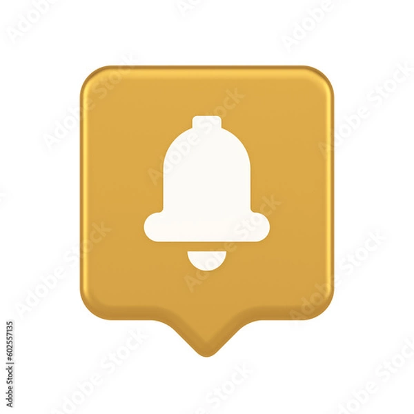 Fototapeta Handbell ring button cyberspace sound reminder service 3d realistic speech bubble icon