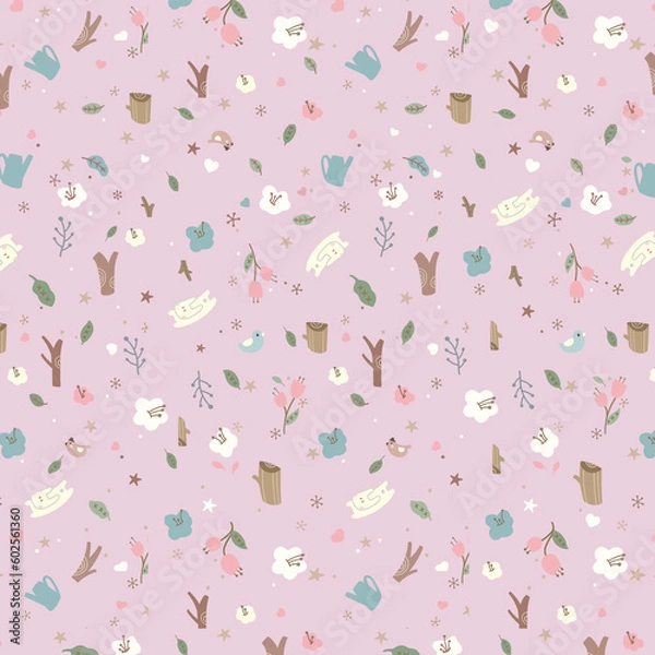 Obraz Patterns with animals and plants in forest