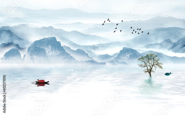 Obraz 海, 空, 風景, 水, 冬, 自然, 山, 湖