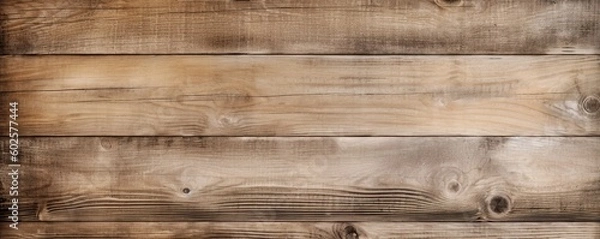 Fototapeta Wide banner with copy space, texture of old boards detailed brushed oak wood as background with artistic design. AI generative