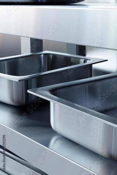 Obraz gros plan sur bac inox