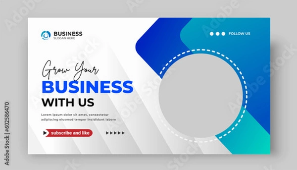 Fototapeta Creative business YouTube video thumbnail or social media web banner and corporate YouTube thumbnail design template	