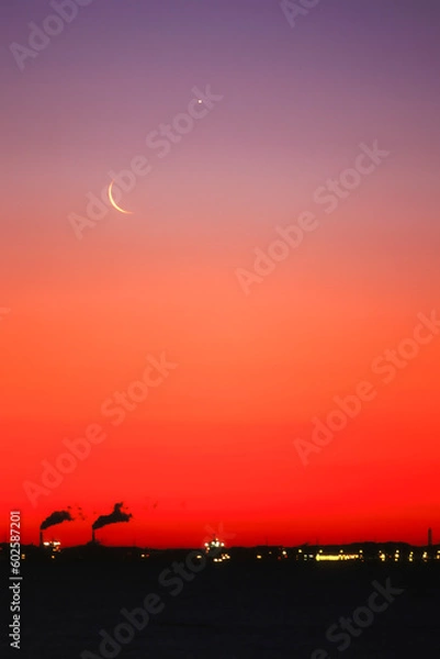 Obraz 夜明け前の三日月