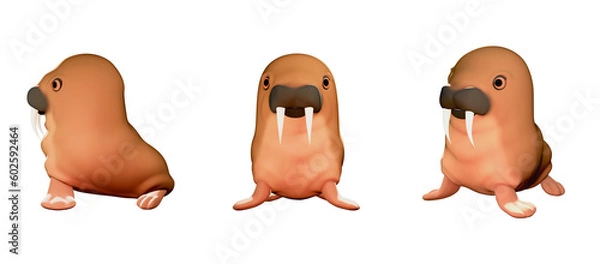 Obraz Walrus character cute 3D rendering
