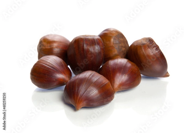 Fototapeta Chestnuts on a white background