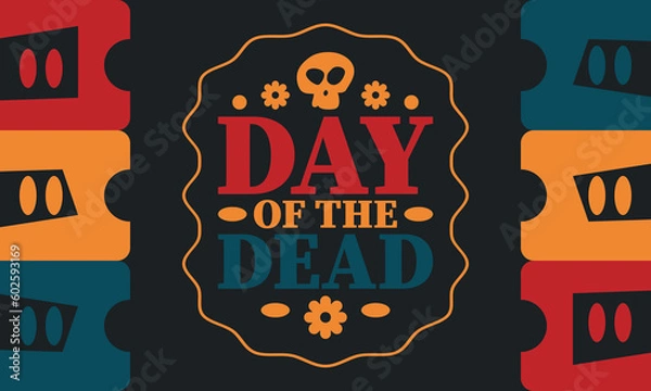 Fototapeta Day of the Dead in November. A holiday dedicated to the memory of the dead. Celebrate annual in Mexico and other Latin American countries. Mexican and Hispanic tradition pattern and texture with skull