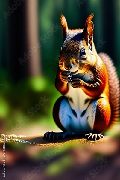 Fototapeta squirrel on a tree