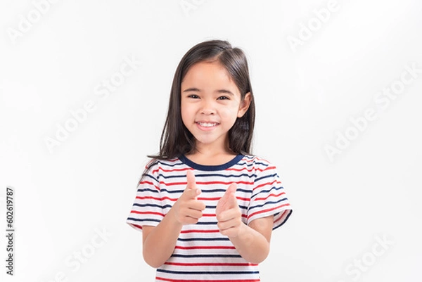 Obraz little girl on white background
