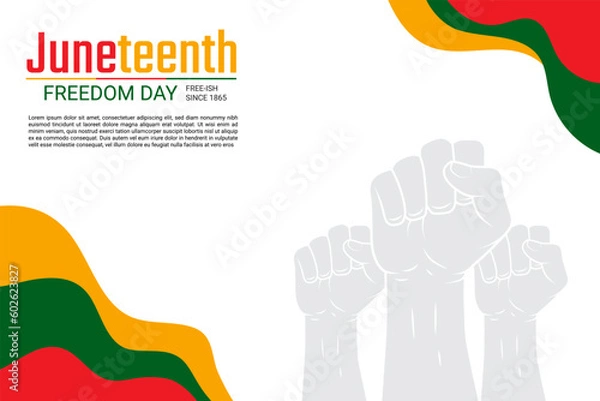 Fototapeta Juneteenth Freedom Day Background design. Poster or banner with Juneteenth and copy space. 19 June. Vector Illustration