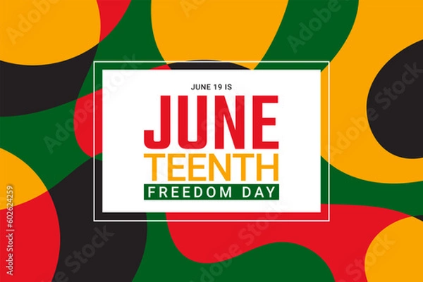 Fototapeta Juneteenth Freedom Day Background design. Poster or banner with Juneteenth and copy space. 19 June. Vector Illustration