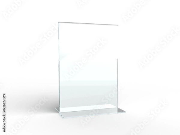 Fototapeta Acrylic table tent, card holder isolated on transparent background. PNG file. 3d render.