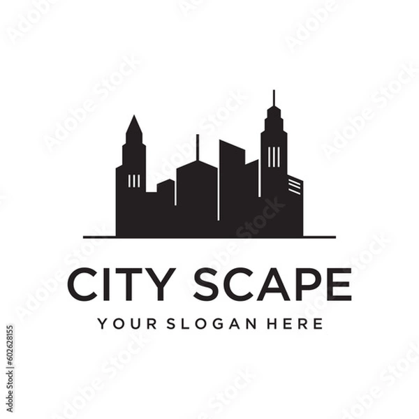 Obraz Healthy modern city skyline logo template design.Logo for business, property, building and architect.