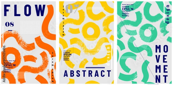 Obraz Abstract posters for art and music festivals. Vector illustrations of youth, modern backgrounds, textures and patterns and eclecticism. Drawings and geometric shapes 