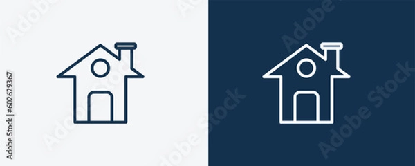 Fototapeta green home icon. Outline green home, house icon from ecology collection. Linear vector isolated on white and dark blue background. Editable green home symbol.