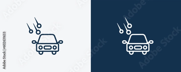 Fototapeta hail on the car icon. Outline hail on the car icon from Insurance and Coverage collection. Linear vector isolated on white and dark blue background. Editable hail on the car symbol.
