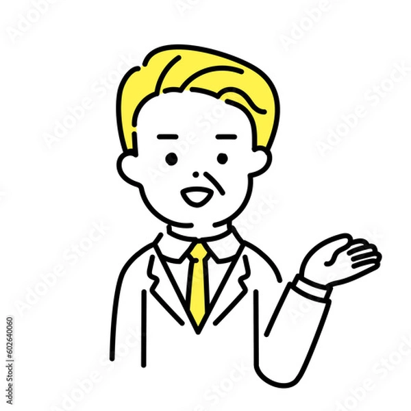 Fototapeta かわいい人物のイラストシリーズ _ オフィスワーカー_シニア _ 案内