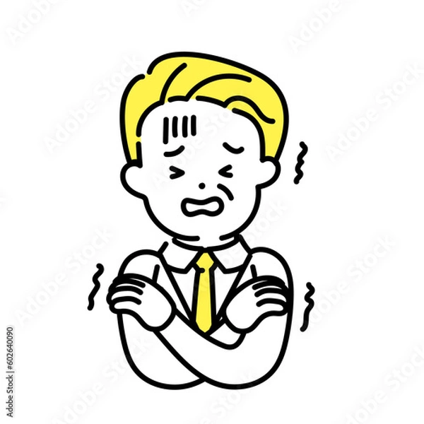 Fototapeta かわいい人物のイラストシリーズ _ オフィスワーカー_シニア _ 寒い