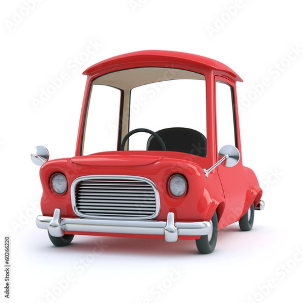 Obraz Red cartoon car front view