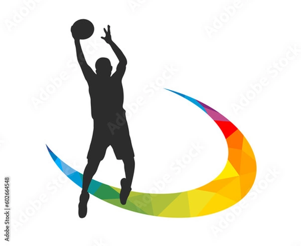 Obraz Basketball design sport graphic with basketball player in action and design elements in vector quality.