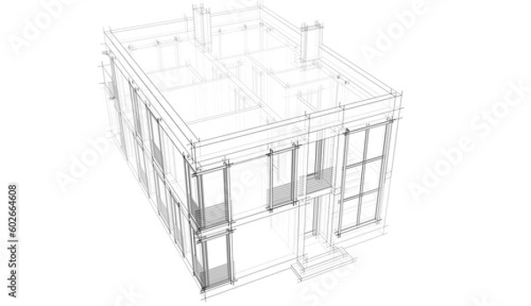 Fototapeta Modern architecture building 3d rendering