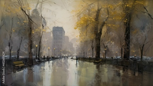 Obraz autumn in the city. Generative AI