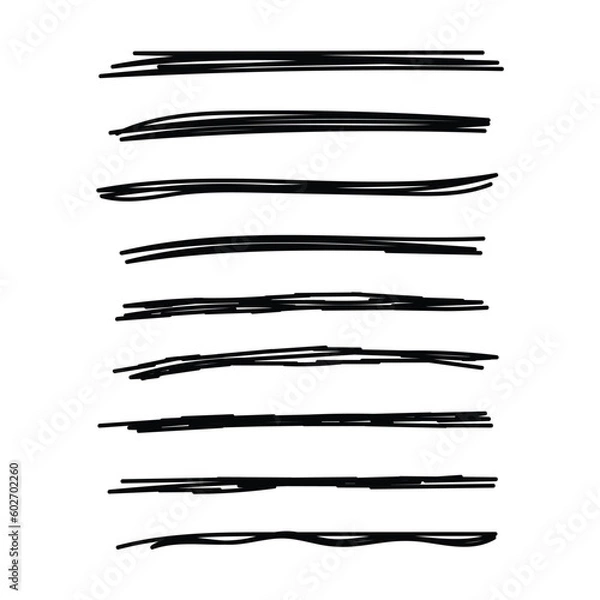 Fototapeta Handmade Black Underline Set On White Background