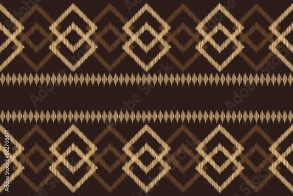 Fototapeta Ethnic Ikat fabric pattern geometric style.African Ikat embroidery Ethnic oriental pattern brown background. Abstract,vector,illustration.For texture,clothing,scraf,decoration,carpet,silk.