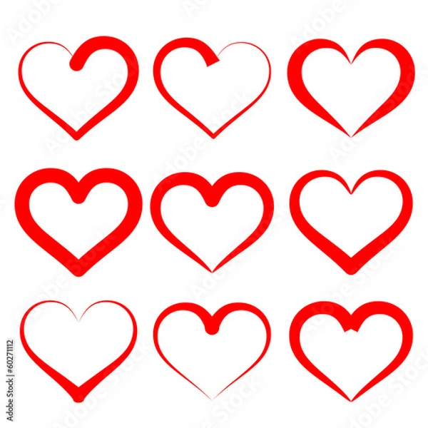 Obraz hearts set cartoon vector  illustration