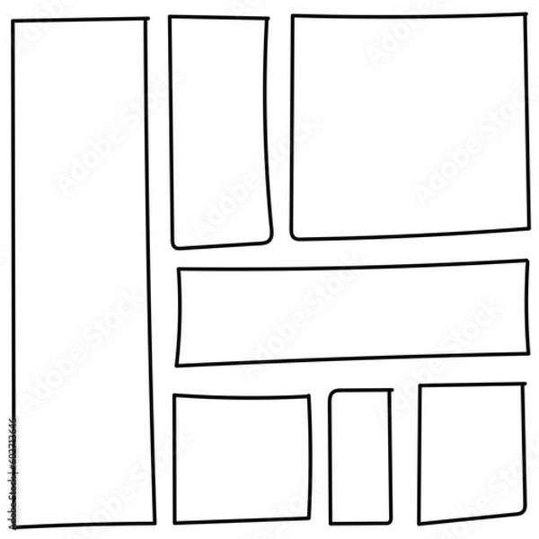 Fototapeta Hand Drawn Horizontal And Vercital Rectangles Set Frames Vector