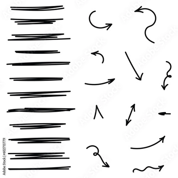 Obraz Hand Drawn Arrows And Underlines Set