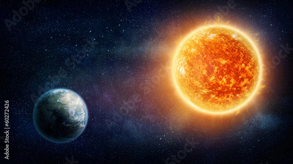 Fototapeta Planeta Ziemia i słońce