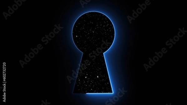 Fototapeta Keyhole with stars, computer graphics abstract background, 3D rendering