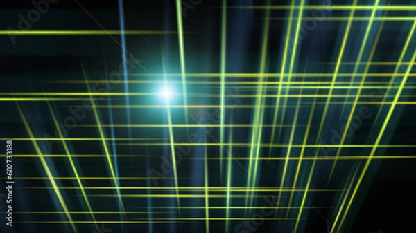 Fototapeta Abstract background with lines in the dark space, 3d render computer generated background